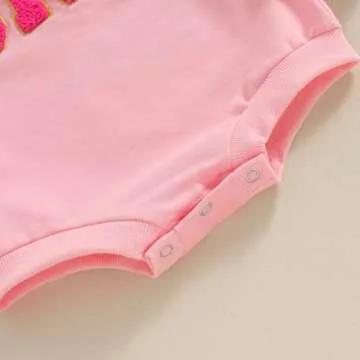 Lamuusaa Baby Girl Boy Birthday Outfit One Embroidery Romper Long Sleeve Crewneck Sweatshirt Birthday Gift