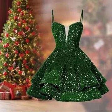 RSOETOO Emerald Green Short Prom Dress for Teens