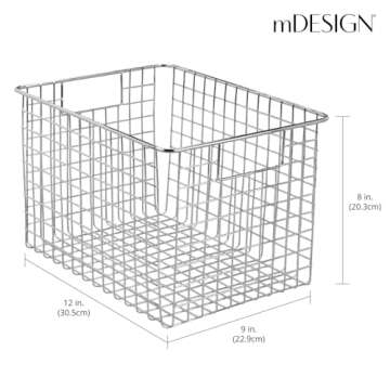mDesign Heavy Duty Metal Storage Organizer Bins - 4 Pack