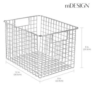 mDesign Heavy Duty Metal Storage Organizer Bins - 4 Pack