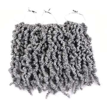 3 Packs Short Grey Pre-twisted Spring Braids Synthetic Crochet Hair Extensions 10 inch 15 strands/pa...