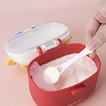 Bebamour Baby Formula Dispenser, BPA Free Portable Milk Powder and Candy Fruit Snack Storage Container with Scoop and Leveller for Travel, 450 ML, Green Cow