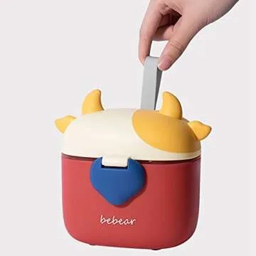 Bebamour Baby Formula Dispenser, BPA Free Portable Milk Powder and Candy Fruit Snack Storage Container with Scoop and Leveller for Travel, 450 ML, Green Cow