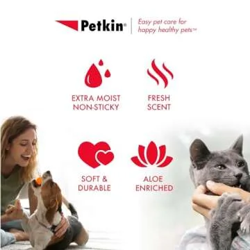 Petkin Pet Wipes for Dogs and Cats, 200 Large Wipes - Removes Dirt & Odor Like Washing Hands - Cleans Ears, Face, Butt, Eye Area - Convenient, Ideal for Home or Travel - 2 Packs of 100 Wipes