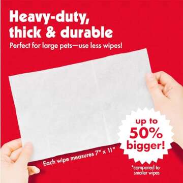 Petkin Pet Wipes for Dogs and Cats, 200 Large Wipes - Removes Dirt & Odor Like Washing Hands - Cleans Ears, Face, Butt, Eye Area - Convenient, Ideal for Home or Travel - 2 Packs of 100 Wipes