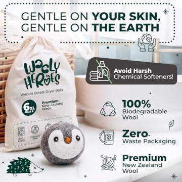 XL 6-Pack Wool Dryer Balls - Eco-Friendly & Fun Laundry Solution