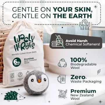 XL 6-Pack Wool Dryer Balls - Eco-Friendly & Fun Laundry Solution