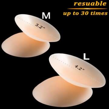 PRETTYWELL Nipple Covers no Show for Women, Waterproof Adhesive Pasties Nipple Cover, Reusable Petal...