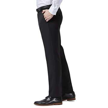 Haggar Men's Premium Comfort Dress Slim Fit Flat Front Pant, Black, 33W X 30L