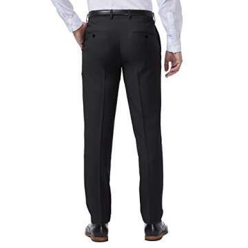 Haggar Men's Premium Comfort Dress Slim Fit Flat Front Pant, Black, 33W X 30L