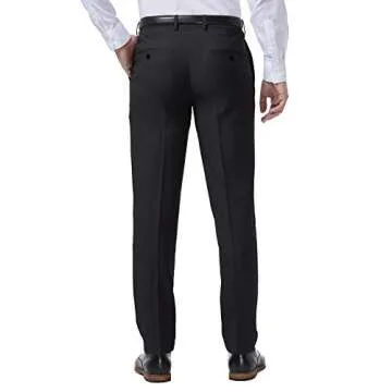Haggar Men's Premium Comfort Dress Slim Fit Flat Front Pant, Black, 33W X 30L