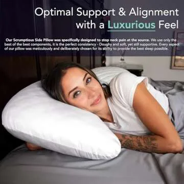 Honeydew Scrumptious Side Pillow + Silk Pillowcase Gift Pack- Adjustable Support for Neck & Shoulder...