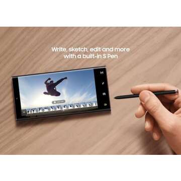 SAMSUNG Galaxy S22 Ultra Cell Phone, Factory Unlocked Android Smartphone, 256GB, 8K Camera, Brightest Display Screen, S Pen, Long Battery Life, Fast 4nm Processor, US Version, 2022, Phantom Black