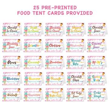 Ice Cream Bar Decorations Kit Gold Glitter Banner Ice Cream Sundae Bar Table Sign Food Tents Labels Thank You Cards Tags for Summer Ice Cream Birthday Party Supplies