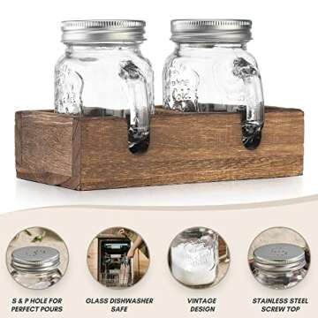 MosJos Mason Jar Salt and Pepper Shakers - Farmhouse Style