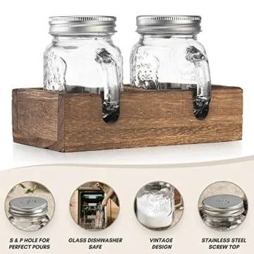 MosJos Mason Jar Salt and Pepper Shakers - Farmhouse Style