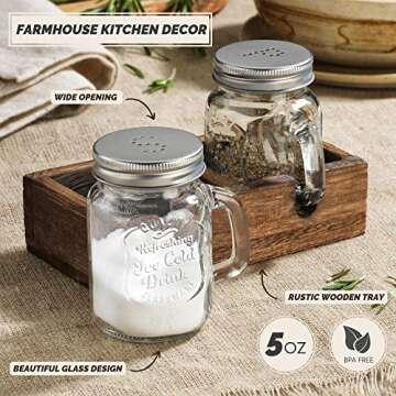 MosJos Mason Jar Salt and Pepper Shakers - Farmhouse Style