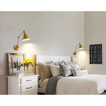OVANUS Gold Swing Arm Wall Sconce, Adjustable Hardwired Wall Lamp Set of 2