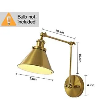 OVANUS Gold Swing Arm Wall Sconce, Adjustable Hardwired Wall Lamp Set of 2