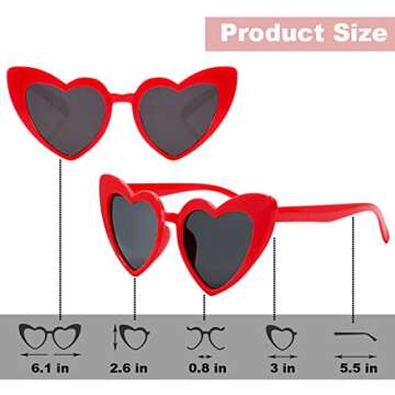 Valentine's Heart Sunglasses Set for Celebrations - 6 Pack