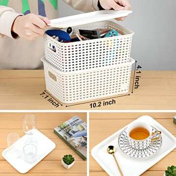 EOENVIVS Storage Bins with Lids - 8 Pack for Organizing