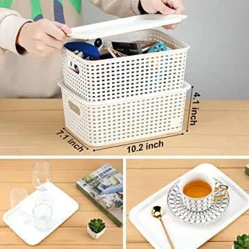 EOENVIVS Storage Bins with Lids - 8 Pack for Organizing