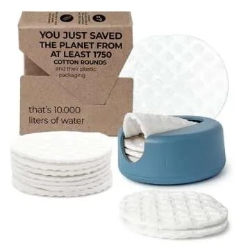 LastRound® 7 Sustainable Reusable Cotton Rounds for Facial Cleansing – Zero-Waste Eco-Friendly Ma...