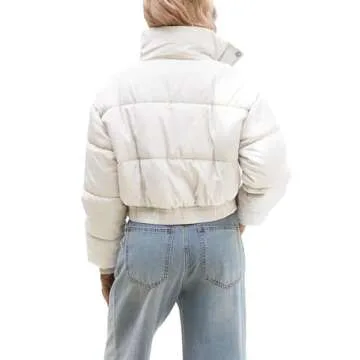 URMOSS Women's Stylish Cropped Puffer Jacket for Winter