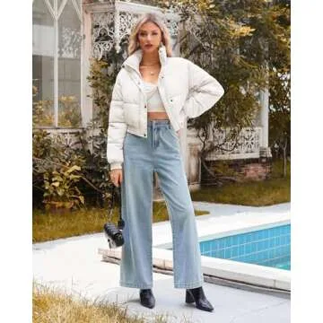 URMOSS Women's Stylish Cropped Puffer Jacket for Winter