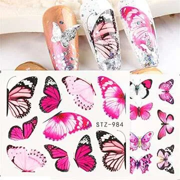 Dornail 30 Sheets Butterfly Nail Stickers for Nail Art