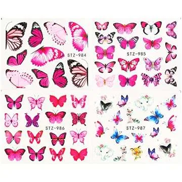 Dornail 30 Sheets Butterfly Nail Stickers for Nail Art