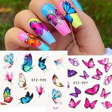 Dornail 30 Sheets Butterfly Nail Stickers for Nail Art