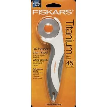 Fiskars 45mm Titanium Blade Stick Rotary Cutter, Softgrip For Fabric, Felt, Vinyl and Crafts
