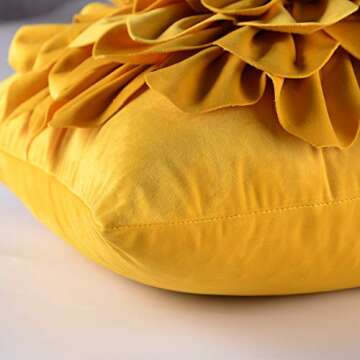 OiseauVoler Decorative 3D Flower Throw Pillow Covers Soft Velvet Handmade Pillowcases Cushion Covers for Couch Bed Living Room Home Decor 18x18 Inch Yellow