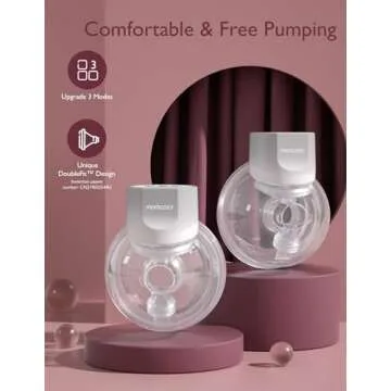 Momcozy Hands-Free Breast Pump S12 Pro, Wearable & Portable Pump with Soft DoubleFit Flange, 3 Modes | 9 Levels Double Electric Pump, Smart Display, 24mm, 2 Pack, Cozy Grey