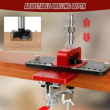 35mm 1.38'' Concealed Hinge Jig Hole Puncher, Aluminum Alloy Hinge Jig Accurate Locking Hinge Drilling Jig Hole Puncher Locator Hole Guide Woodworking Opener Tool for Door Cabinets Hinges Mounting