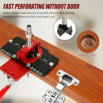35mm 1.38'' Concealed Hinge Jig Hole Puncher, Aluminum Alloy Hinge Jig Accurate Locking Hinge Drilling Jig Hole Puncher Locator Hole Guide Woodworking Opener Tool for Door Cabinets Hinges Mounting