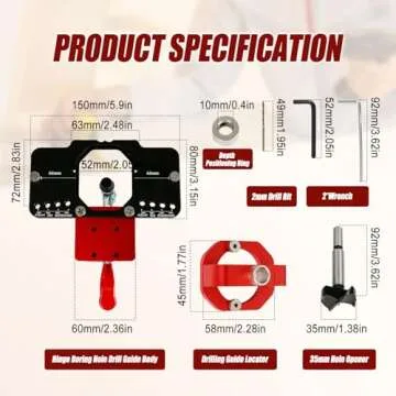 35mm 1.38'' Concealed Hinge Jig Hole Puncher, Aluminum Alloy Hinge Jig Accurate Locking Hinge Drilling Jig Hole Puncher Locator Hole Guide Woodworking Opener Tool for Door Cabinets Hinges Mounting