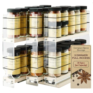 Vertical Spice Cabinet Mounted Spice Rack Organizer - 3 Drawers for Efficient Kitchen Storage