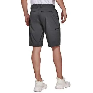 PULI Men's Dress Golf Shorts Stretch Casual Chino Hybrid Flat Front Lightweight Quick Dry with Pockets Black 34