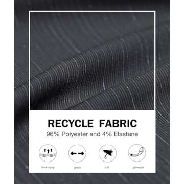 PULI Men's Dress Golf Shorts Stretch Casual Chino Hybrid Flat Front Lightweight Quick Dry with Pockets Black 34