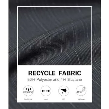 PULI Men's Dress Golf Shorts Stretch Casual Chino Hybrid Flat Front Lightweight Quick Dry with Pockets Black 34