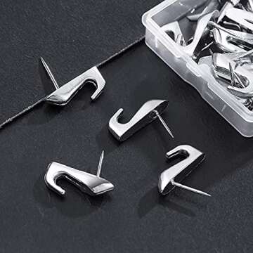 Hotop 15 Pieces 20 Lbs Pin Hooks Push pin Hangers Metal Hooks Picture Hanging Nails for Home Office Wooden or Fabric Wall(Silver)