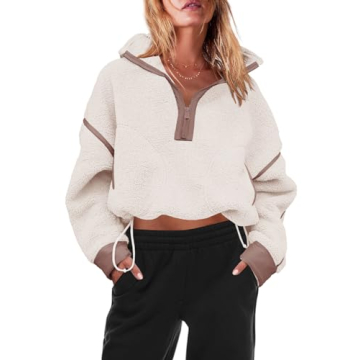 Panadila Half Zip Sherpa Fleece Pullover for Women