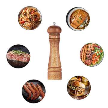 Gulex® Wood Pepper Grinder Pepper Mill,Adjustable Coarseness 8 Inch Wooden Peppermill, Retro Style Ceramic Grinding Mechanism Refillable (1 Pack)
