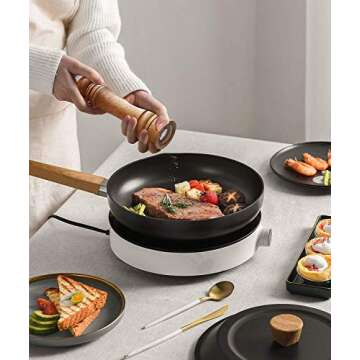 Gulex® Wood Pepper Grinder Pepper Mill,Adjustable Coarseness 8 Inch Wooden Peppermill, Retro Style Ceramic Grinding Mechanism Refillable (1 Pack)