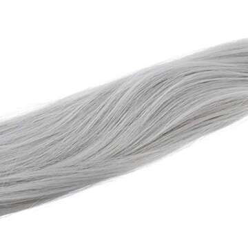 SWACC 12 Pcs Straight One Color Party Highlights Clip on in Hair Extensions Colored Hair Streak Synthetic Hairpieces (Sliver Gray)