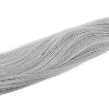 SWACC 12 Pcs Straight One Color Party Highlights Clip on in Hair Extensions Colored Hair Streak Synthetic Hairpieces (Sliver Gray)