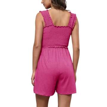 TAKEYAL Women's Flowy Beach Romper with Pockets