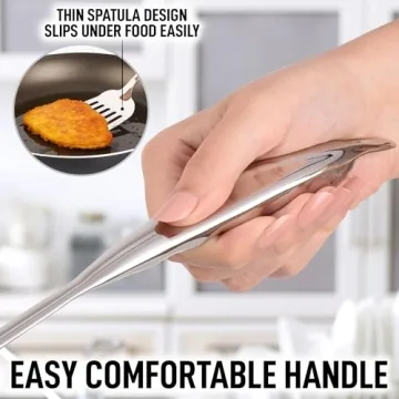 Zulay Kitchen Stainless Steel Cooking Utensil - Stainless Steel Kitchen Utensil - Durable Kitchen Gadgets - Metal Kitchen Accessories - Easy to Clean Kitchen Tools - 14.8" Slotted Turner